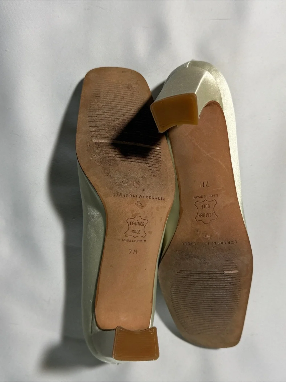 Vintage Ivory Satin Wedding Mid-Heel Pumps for Women